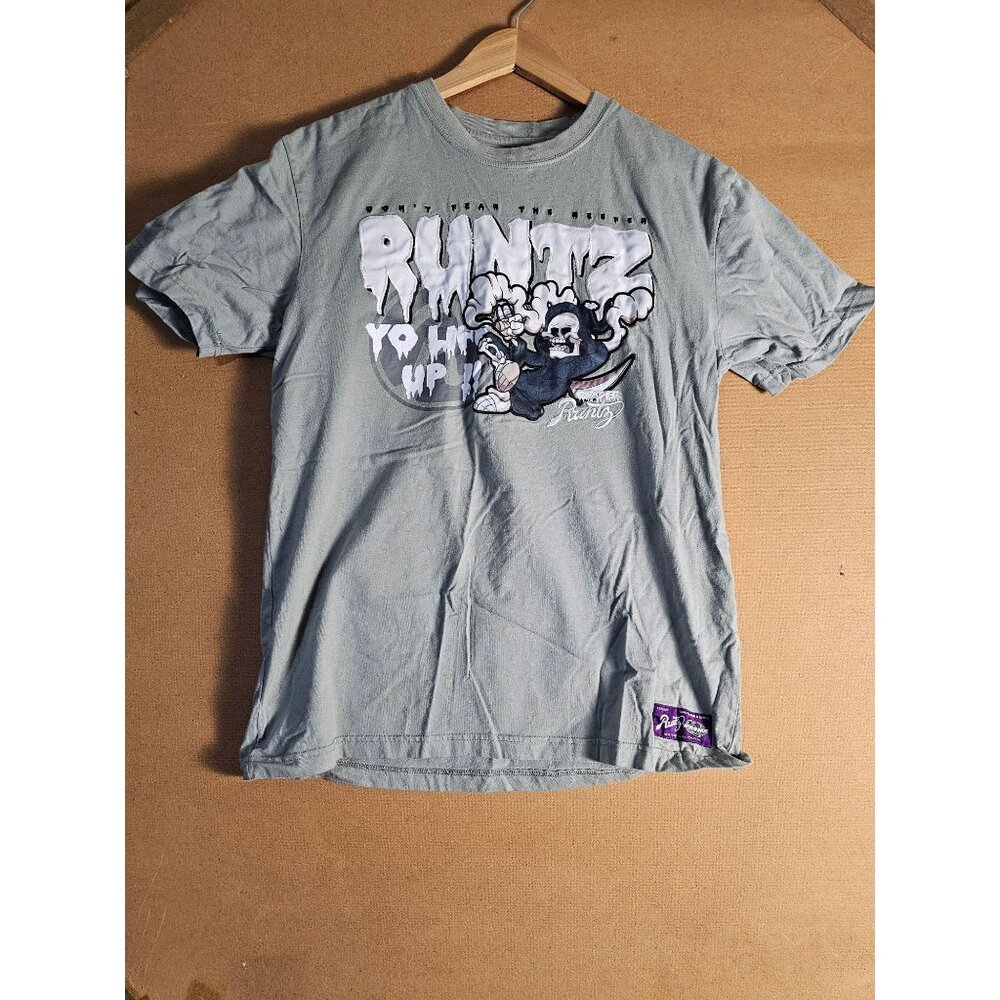 Embroidered Runtz Worldwide T-Shirt Green & Purple Size L